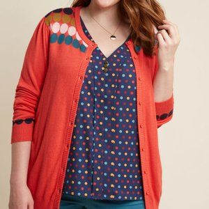 modcloth retro polka dot yoke cardigan